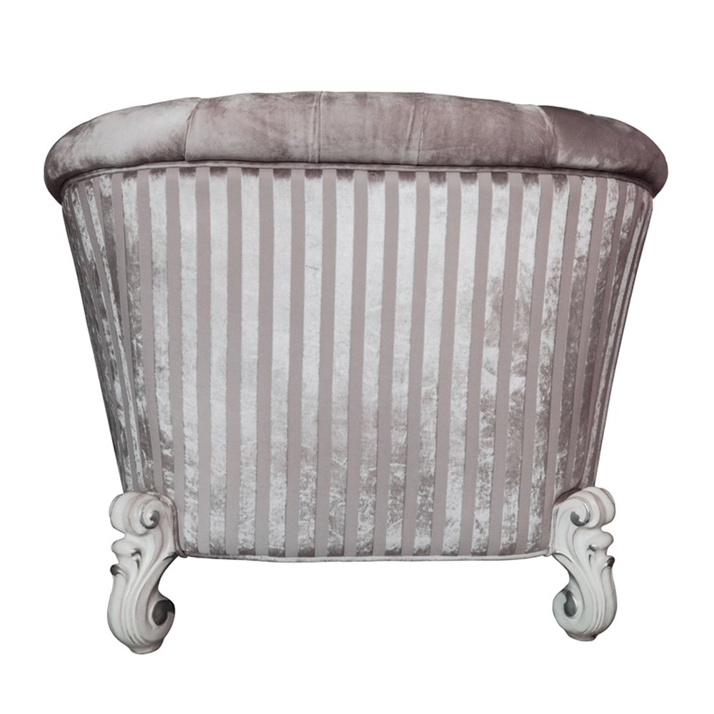 Versailles Chair w/2 Pillows, Ivory Fabric & Bone White