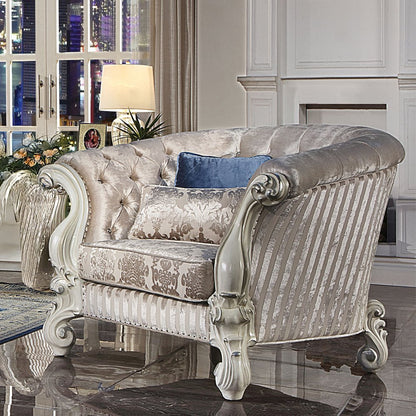 Versailles Chair w/2 Pillows, Ivory Fabric & Bone White