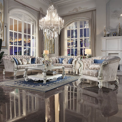 Versailles Chair w/2 Pillows, Ivory Fabric & Bone White