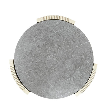 Kasa End Table, Sintered Stone & Champagne