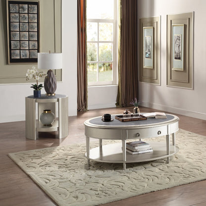 Kasa End Table, Sintered Stone & Champagne