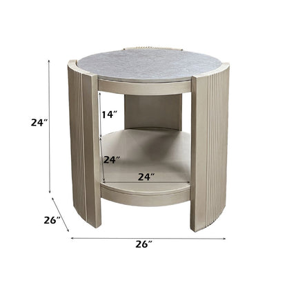 Kasa End Table, Sintered Stone & Champagne