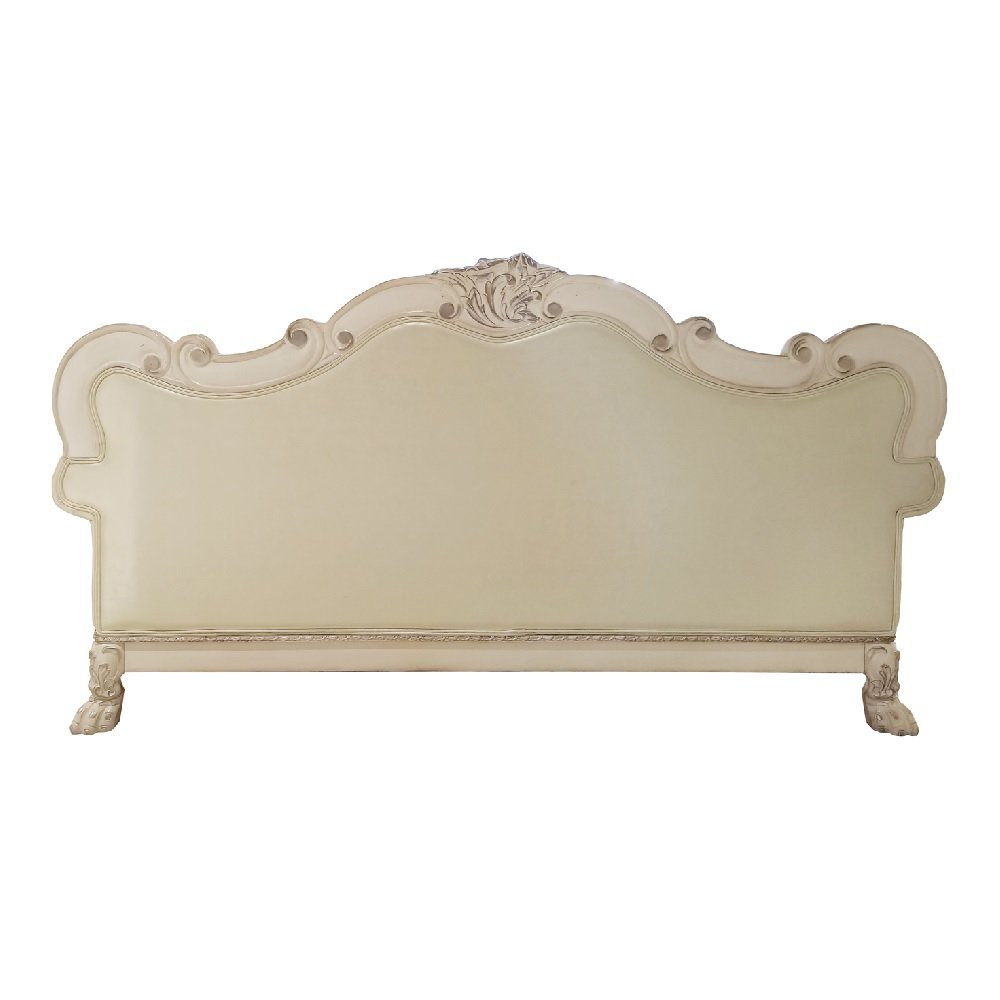 Dresden Sofa w/4 Pillows, Leatherette & Bone White