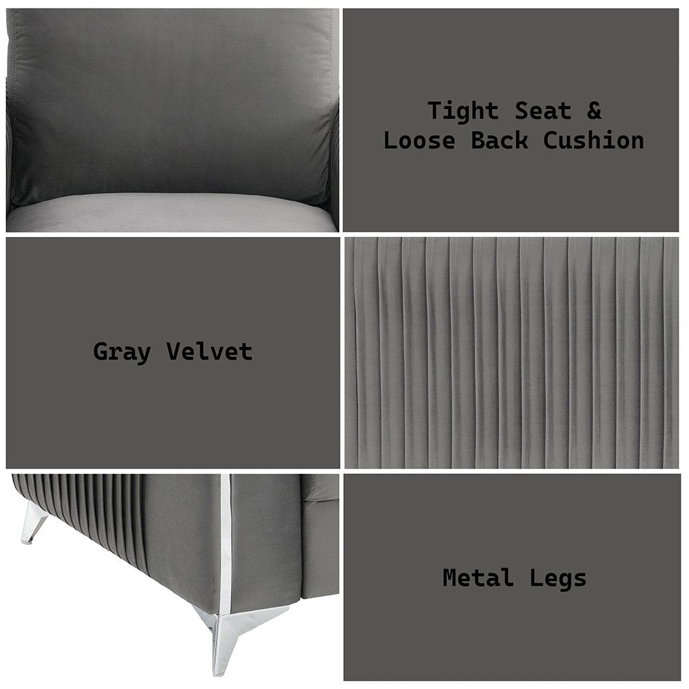 Wenona Loveseat, Gray Velvet