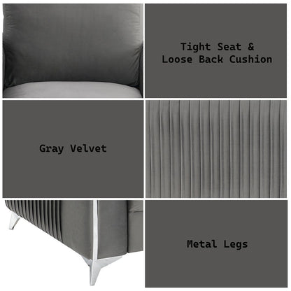 Wenona Loveseat, Gray Velvet