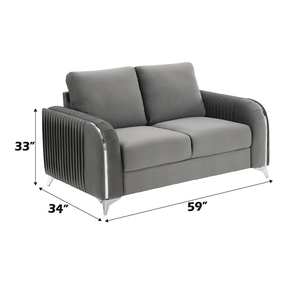 Wenona Loveseat, Gray Velvet