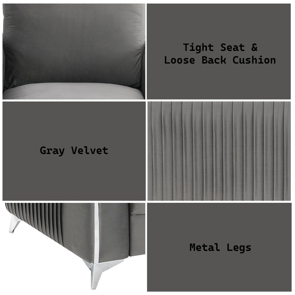 Wenona Loveseat, Gray Velvet