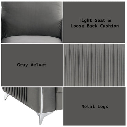 Wenona Loveseat, Gray Velvet