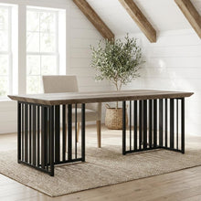 Antique Oak and Black Coffee Table with Industrial Style Metal Frame and MDF Top