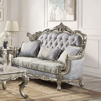 Miliani Loveseat w/3 Pillows, Fabric & Antique Bronze