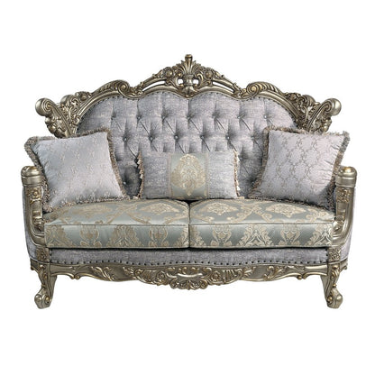 Miliani Loveseat w/3 Pillows, Fabric & Antique Bronze