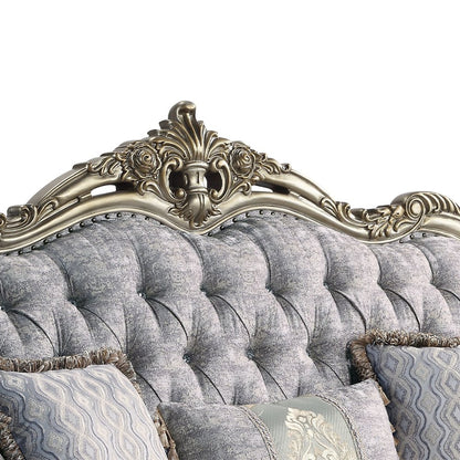 Miliani Loveseat w/3 Pillows, Fabric & Antique Bronze