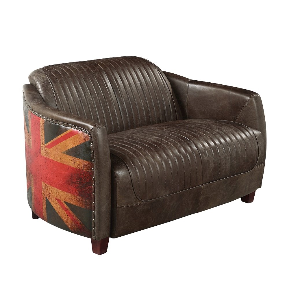 Brancaster Loveseat, Antique Slate Top Grain Leather