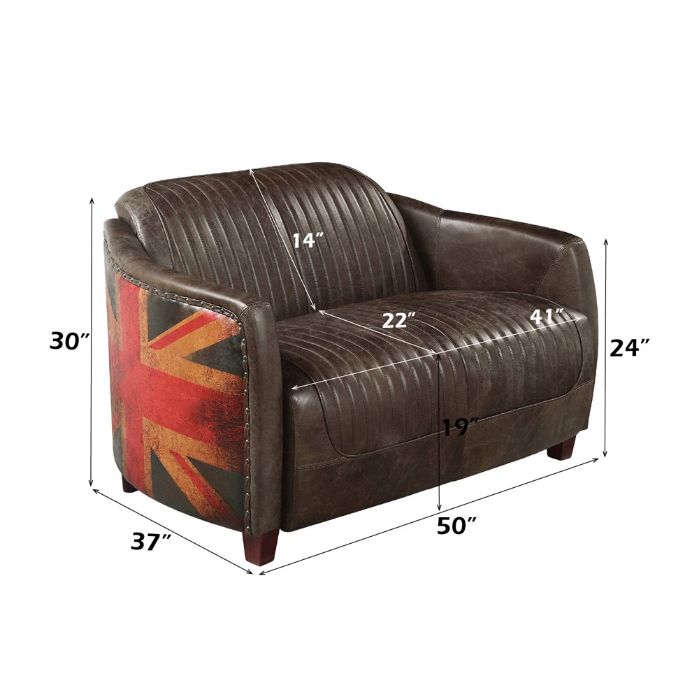 Brancaster Loveseat, Antique Slate Top Grain Leather