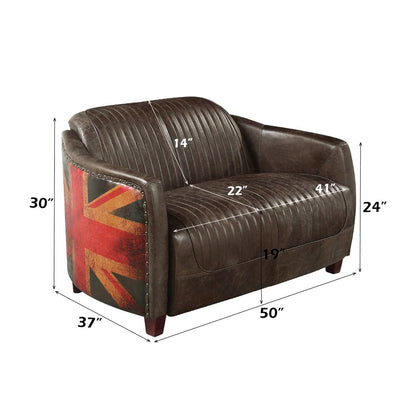 Brancaster Loveseat, Antique Slate Top Grain Leather