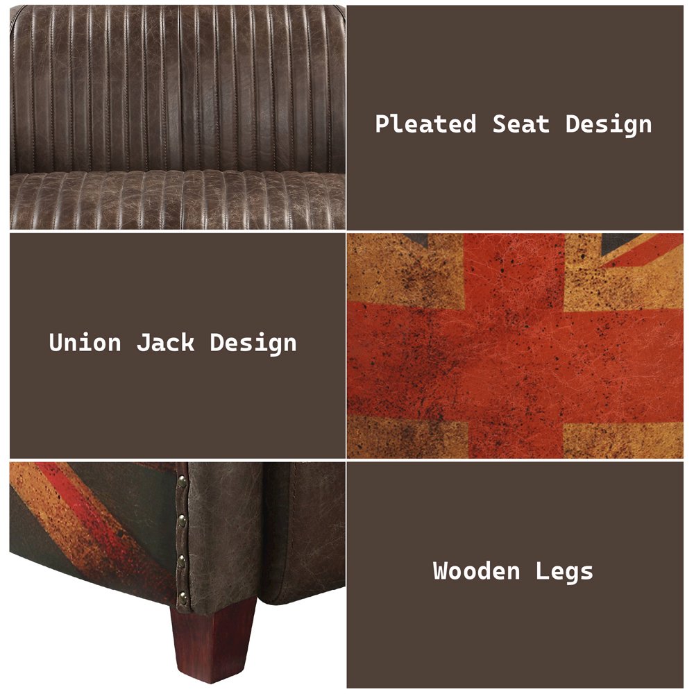 Brancaster Loveseat, Antique Slate Top Grain Leather