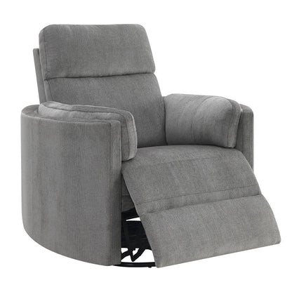 Sagen Glider Recliner w/Swivel, Charcoal Chenille