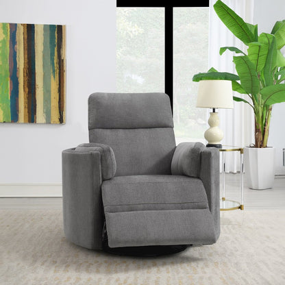 Sagen Glider Recliner w/Swivel, Charcoal Chenille