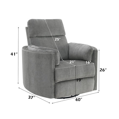 Sagen Glider Recliner w/Swivel, Charcoal Chenille