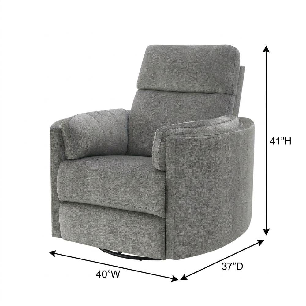 Chenille Glider Recliner with Swivel, Rocker Chair, Charcoal Chenille