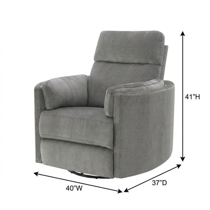Chenille Glider Recliner with Swivel, Rocker Chair, Charcoal Chenille