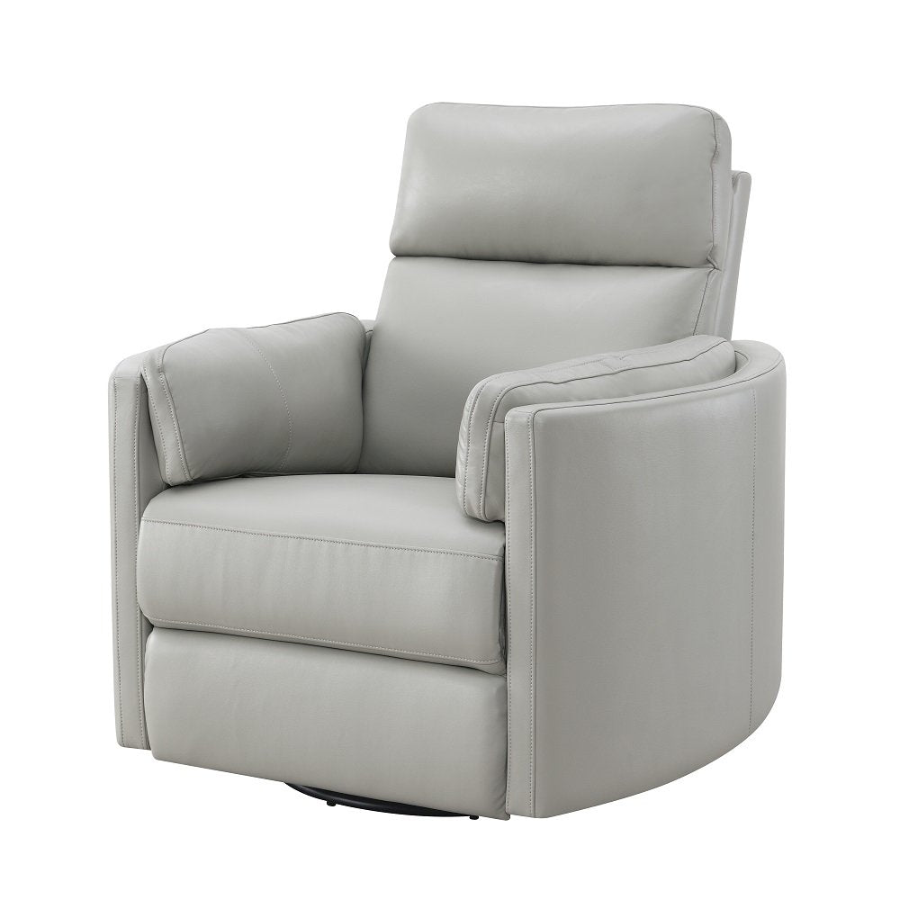 Sagen Glider Recliner w/Swivel, Gray Leather Aire