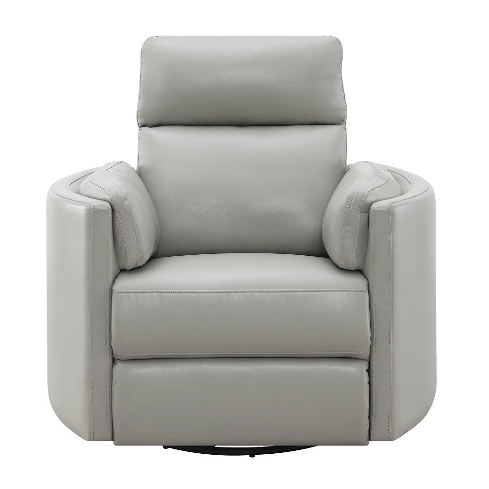 Sagen Glider Recliner w/Swivel, Gray Leather Aire