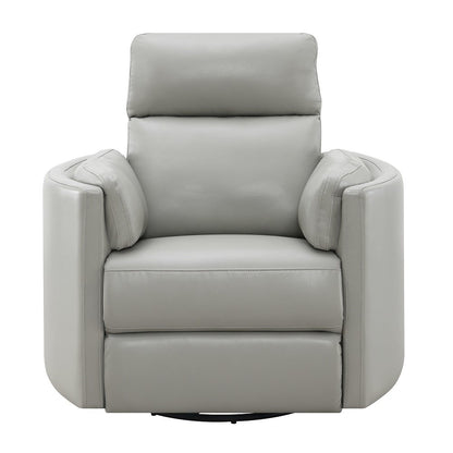 Sagen Glider Recliner w/Swivel, Gray Leather Aire