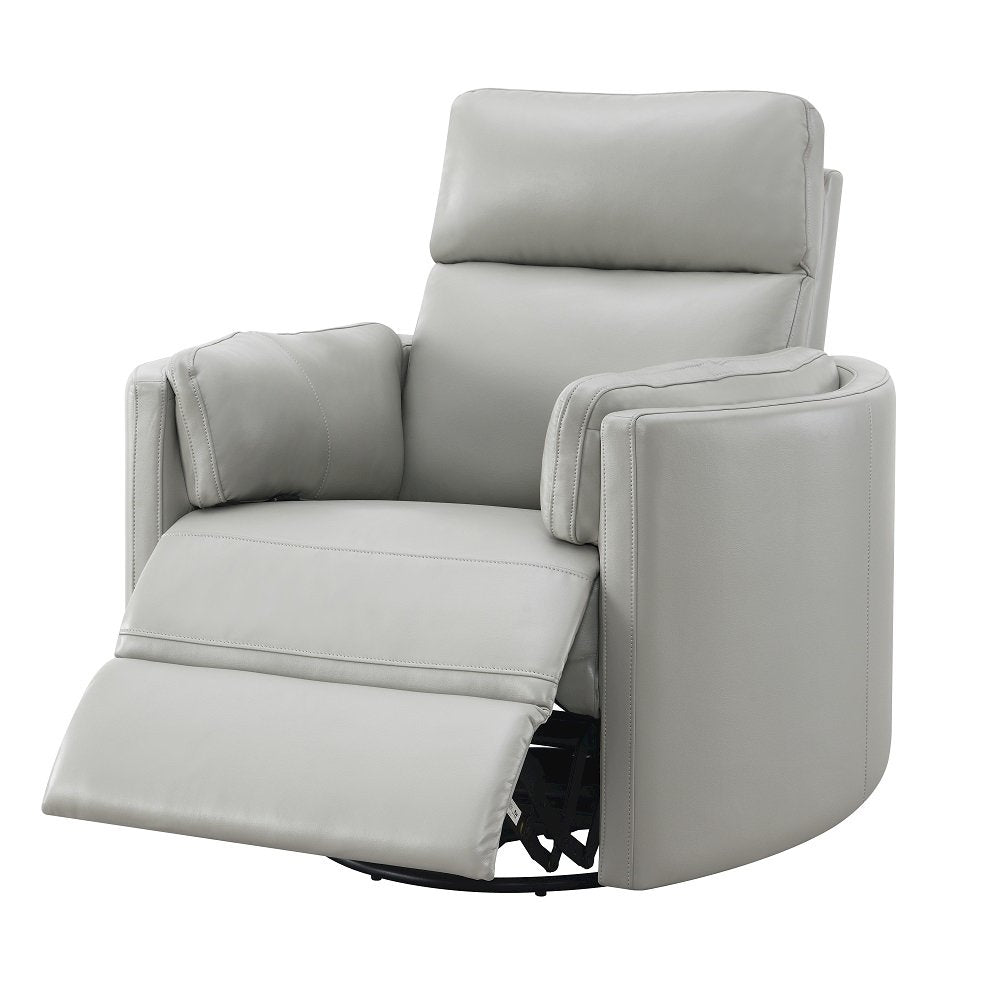 Sagen Glider Recliner w/Swivel, Gray Leather Aire