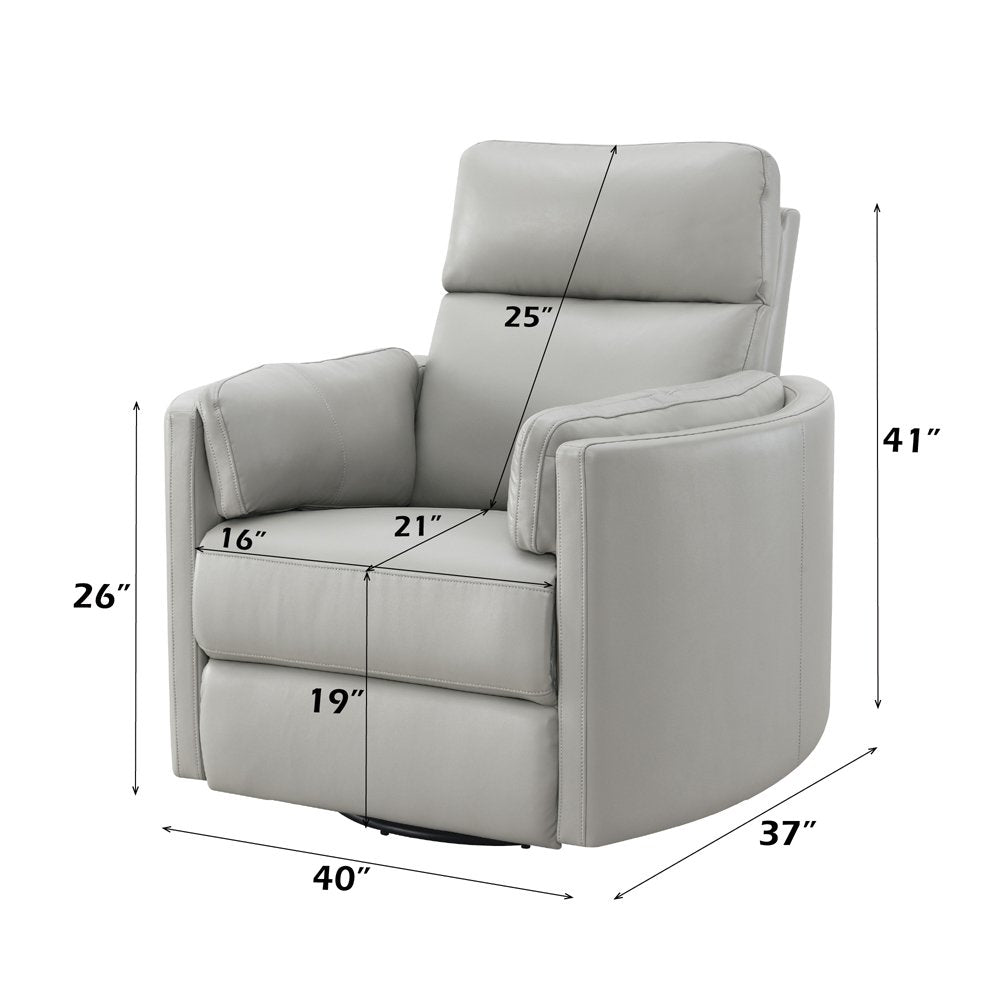 Sagen Glider Recliner w/Swivel, Gray Leather Aire