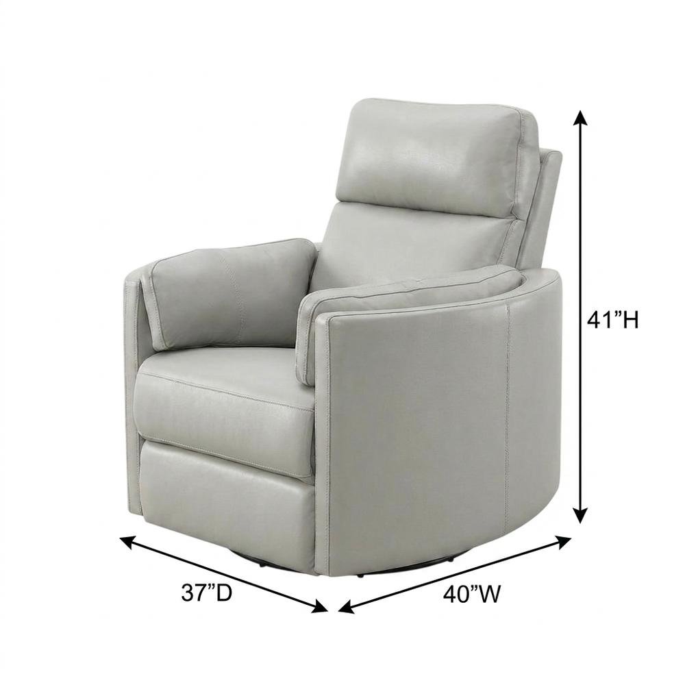 Chenille Glider Recliner with Swivel, Rocker Chair, Gray Leather Aire