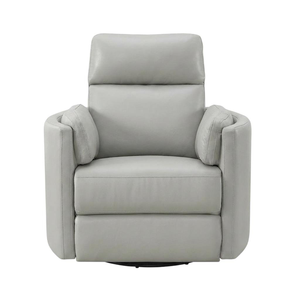 Chenille Glider Recliner with Swivel, Rocker Chair, Gray Leather Aire
