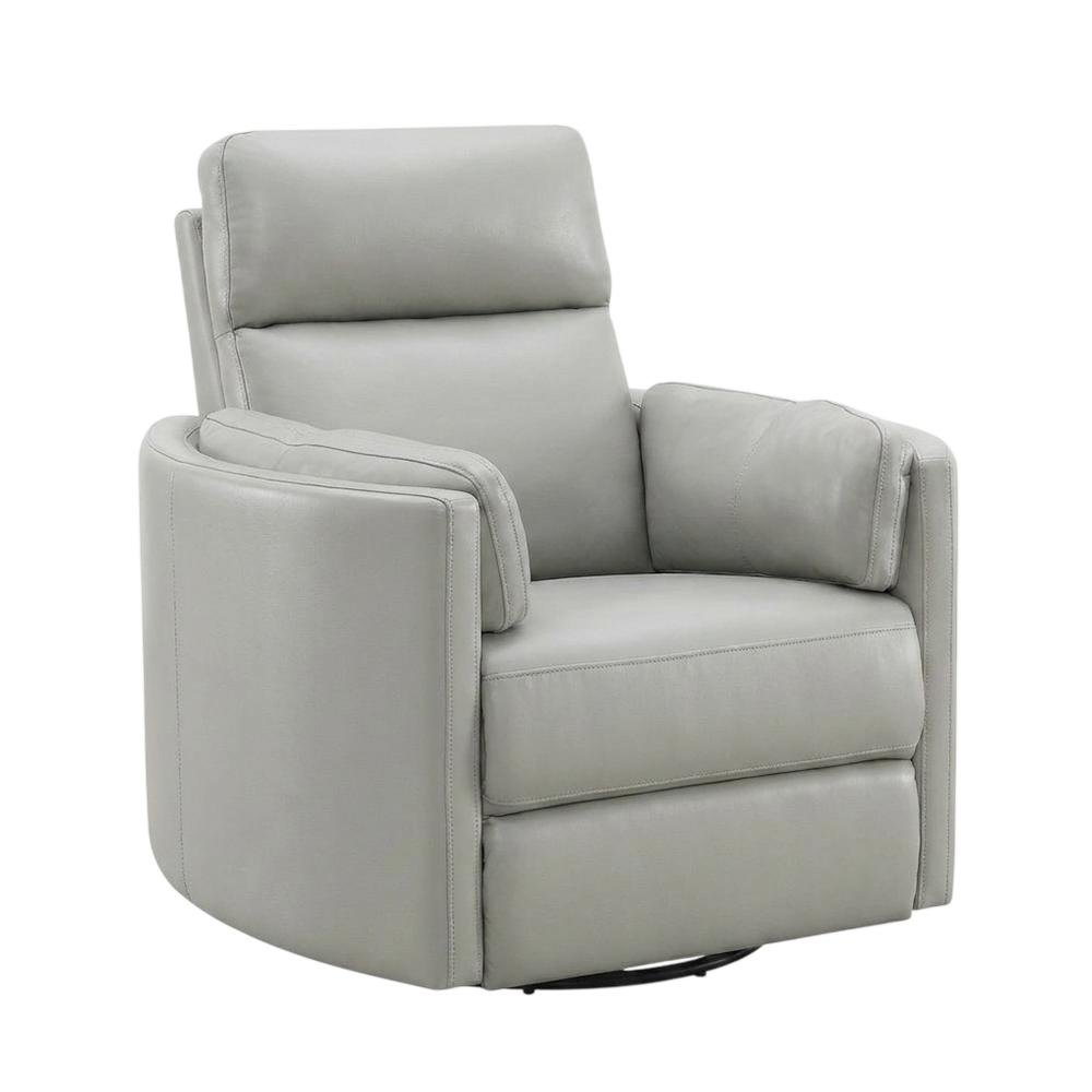 Chenille Glider Recliner with Swivel, Rocker Chair, Gray Leather Aire