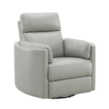 Chenille Glider Recliner with Swivel, Rocker Chair, Gray Leather Aire