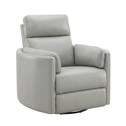 Chenille Glider Recliner with Swivel, Rocker Chair, Gray Leather Aire