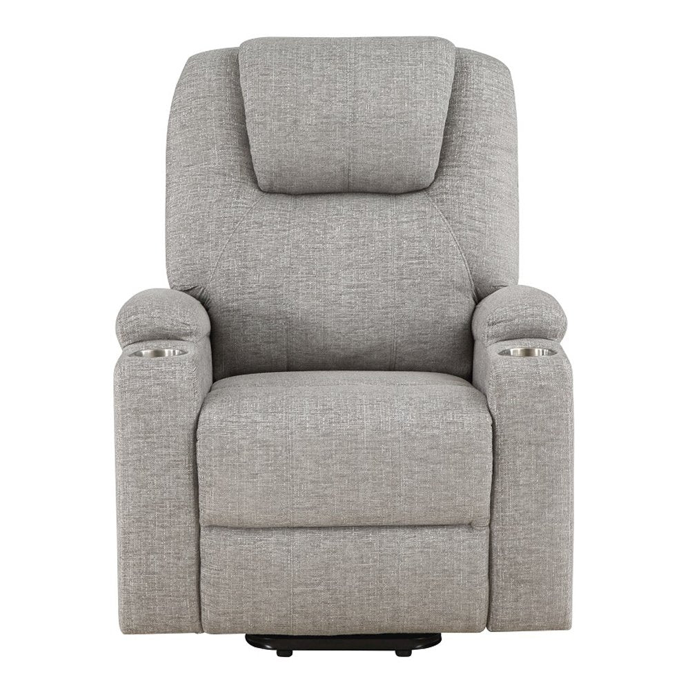 Evander Recliner w/Power Lift & Massage, Light Gray Chenille