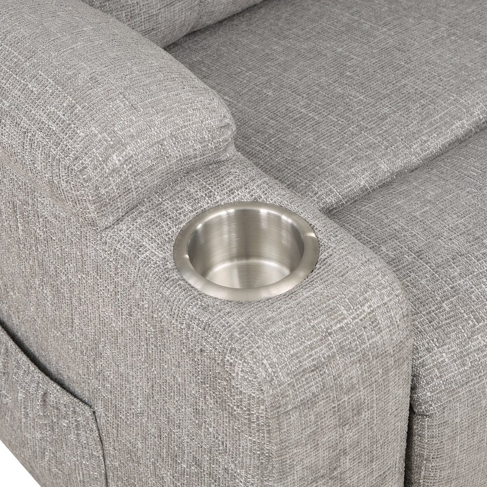 Evander Recliner w/Power Lift & Massage, Light Gray Chenille