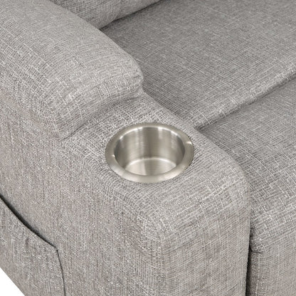 Evander Recliner w/Power Lift & Massage, Light Gray Chenille