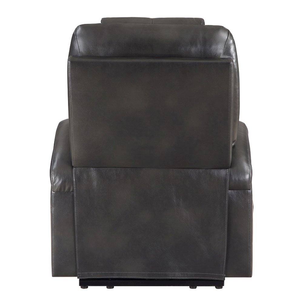Evander Recliner w/Power Lift & Massage, Gunmetal Leather Aire