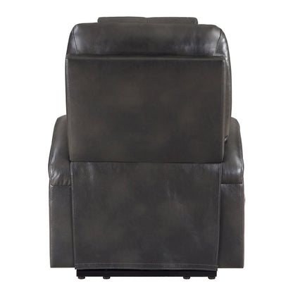Evander Recliner w/Power Lift & Massage, Gunmetal Leather Aire