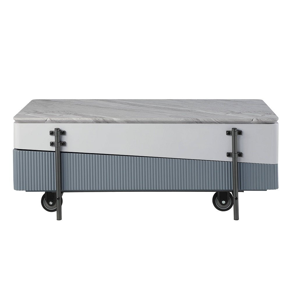Wilkins Coffee Table w/Lift Top, White & Gray High Gloss