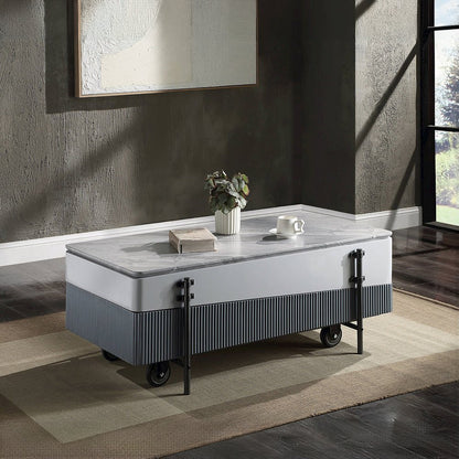 Wilkins Coffee Table w/Lift Top, White & Gray High Gloss