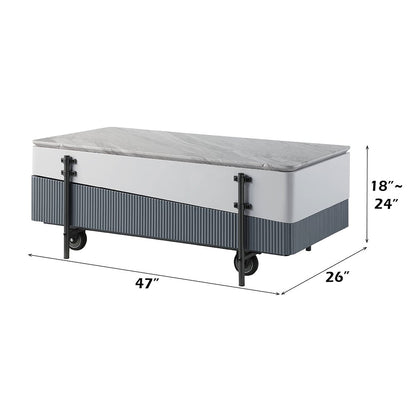 Wilkins Coffee Table w/Lift Top, White & Gray High Gloss