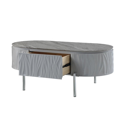 Yukino Coffee Table, Gray High Gloss & Chrome