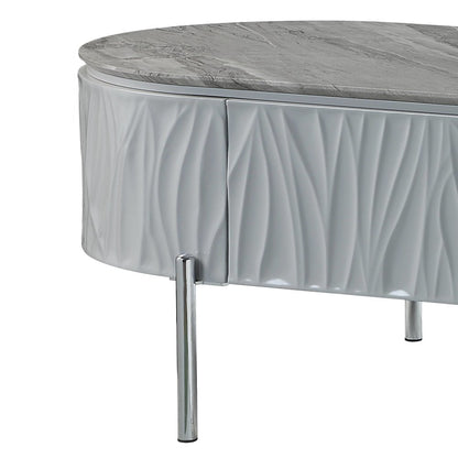 Yukino Coffee Table, Gray High Gloss & Chrome