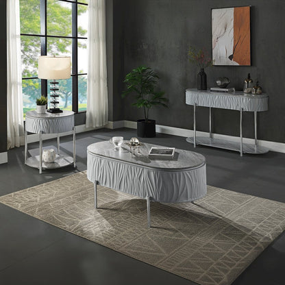 Yukino Coffee Table, Gray High Gloss & Chrome