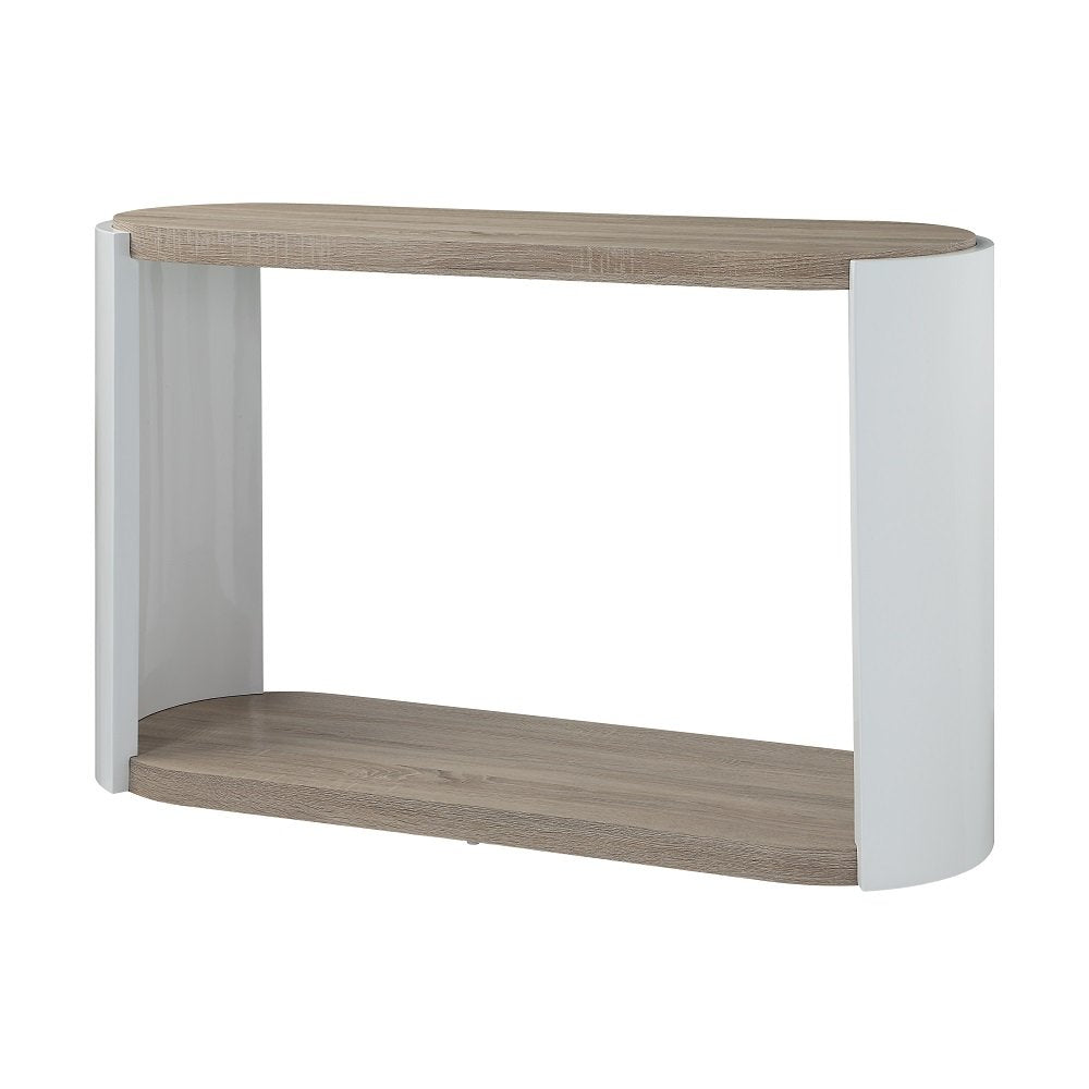 Zoma Sofa Table, White High Gloss & Oak