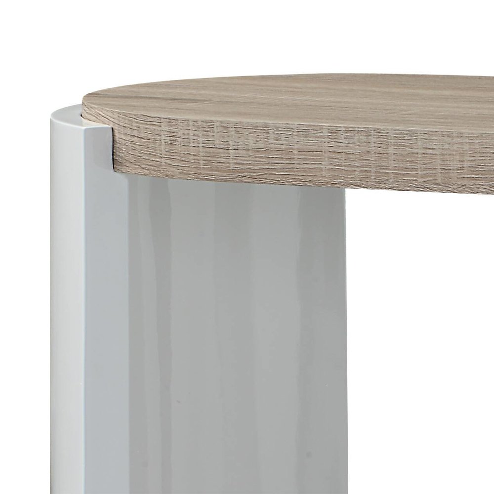 Zoma Sofa Table, White High Gloss & Oak