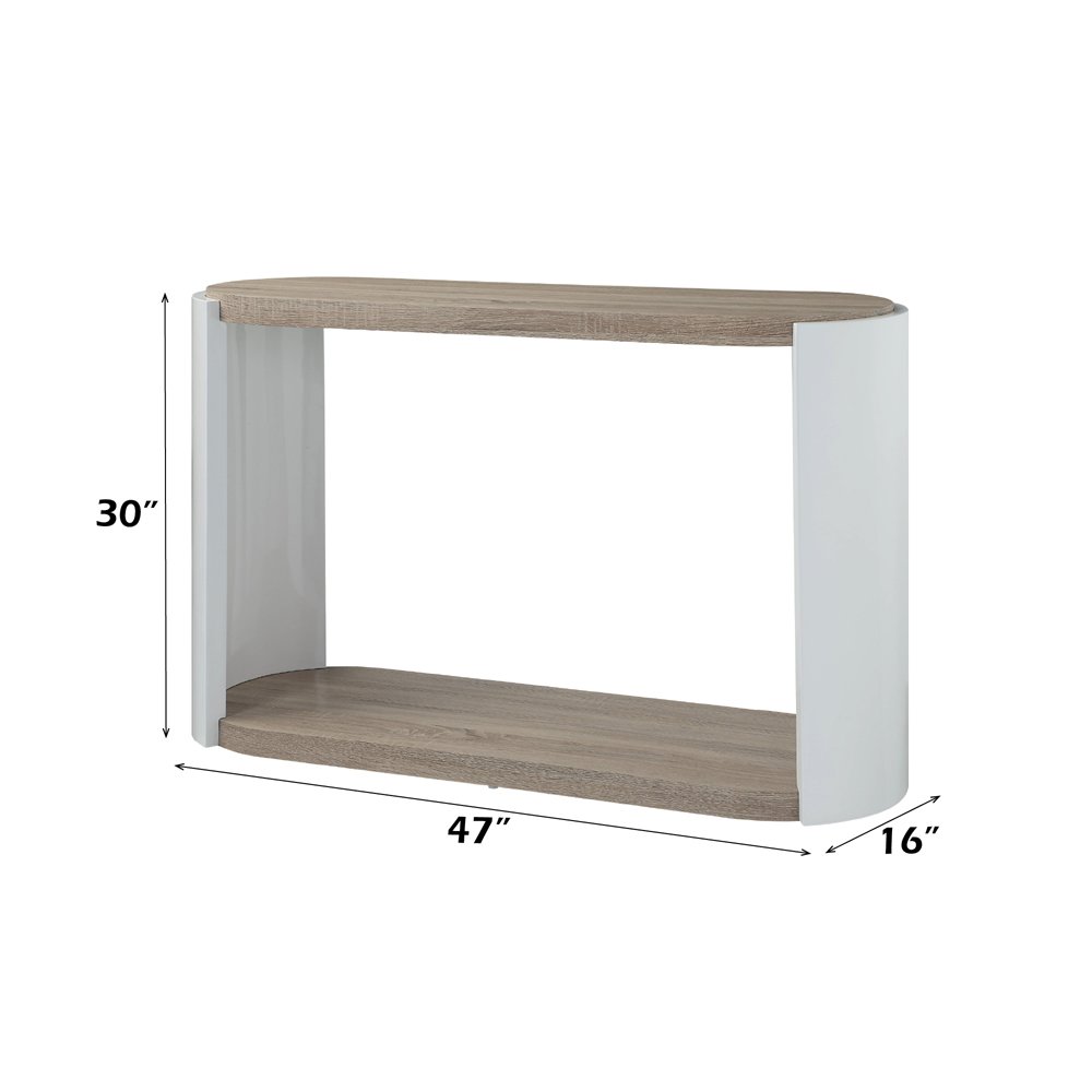 Zoma Sofa Table, White High Gloss & Oak