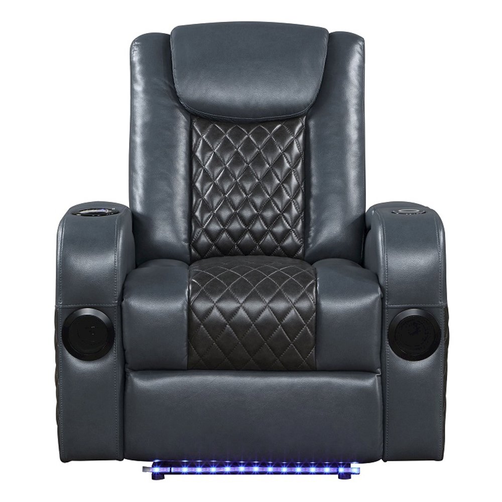 Alair Power Motion Recliner w/Bluetooth Speaker & Cooling Cup Holder, Blue